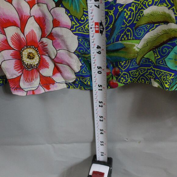 Johnny Was Dress Large Tiered Maxi Victoria Scarf Blue Silk Floral Boho Artsy - Picture 14 of 14